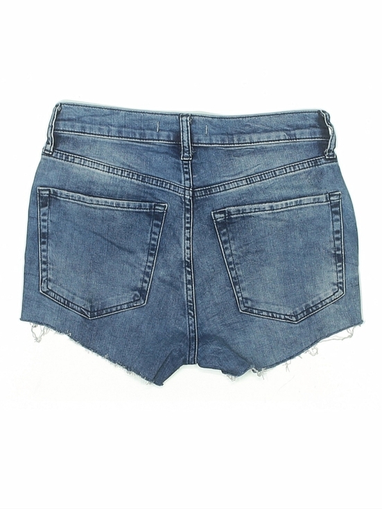 Free People Denim Cutoff Shorts Size 26 Blue Mid Rise Raw Hem Festival Boho - Picture 3 of 5